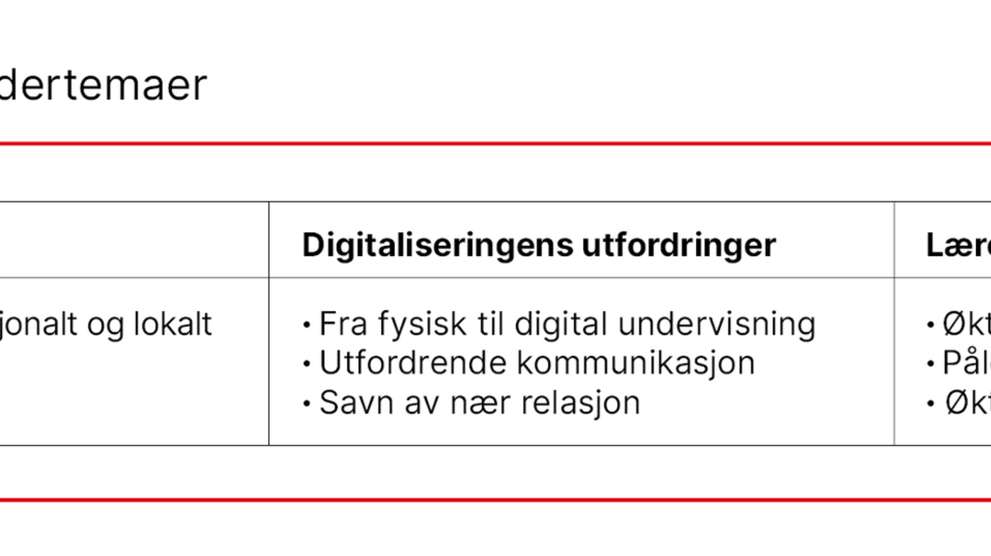 Tabell 3. Hovedtemaer og undertemaer