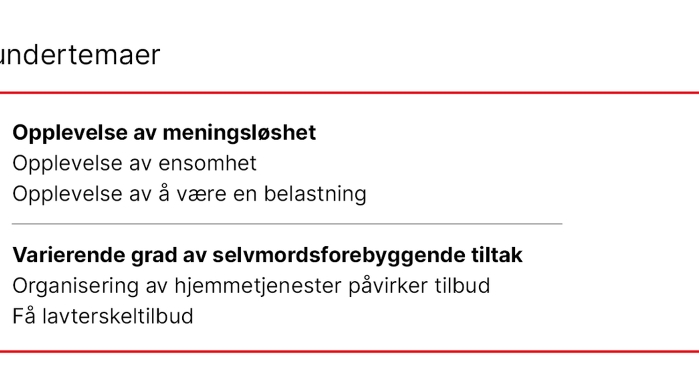 Tabell 2. Hovedtemaer og undertemaer