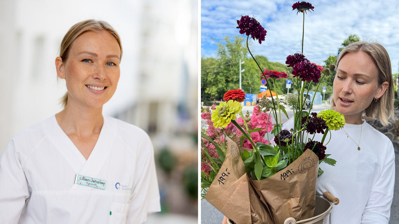 Lillian-Johanne B. Risan Bildet viser Lillian-Johanne B. Risan som sykepleier og gartner.